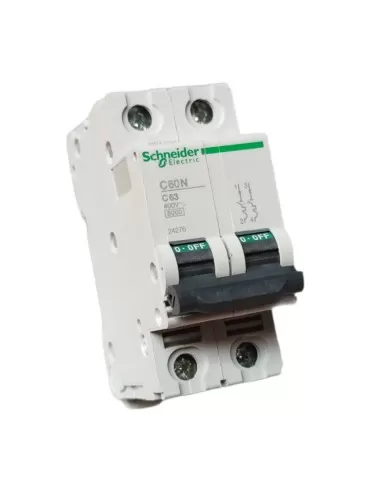 Interruptor magnetotérmico automático Schneider C60N 6KA 2P 63A curva C 24276